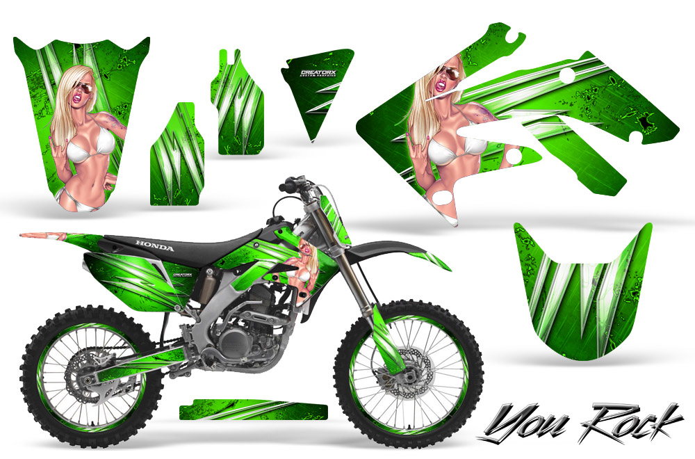 Honda CRF250R 04-09 Graphics Kit You Rock Green NP Rims